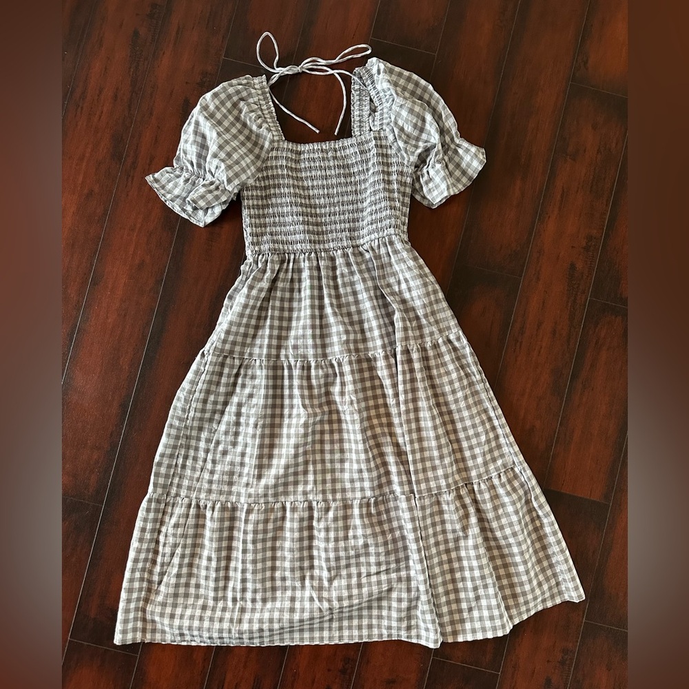 Gray & White Gingham Dress